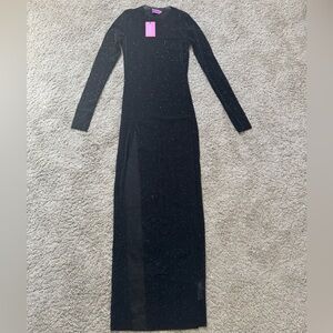 Edikted Glitter Mesh Slit Maxi, Size Small, New with Tags